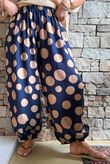 Basso Big Dot Balloon Cuff Pant Navy & Tan